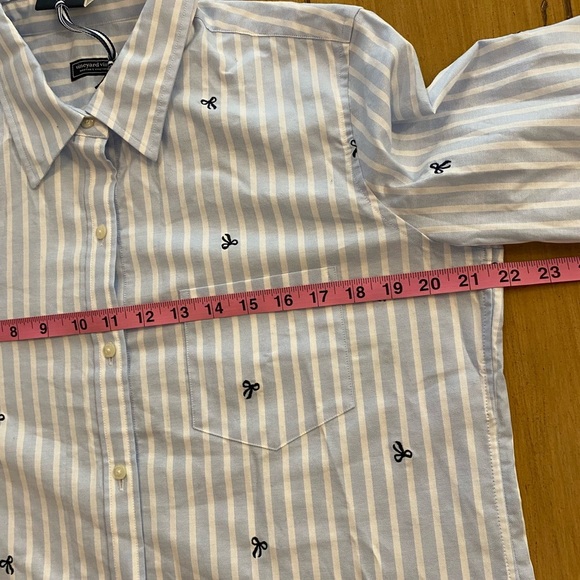Vineyard Vines Women’s Blue White Striped Bows Button Down Shirt Large NEW - Picture 7 of 12